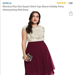 Esprila Cocktail Dress: Gold & Burgundy